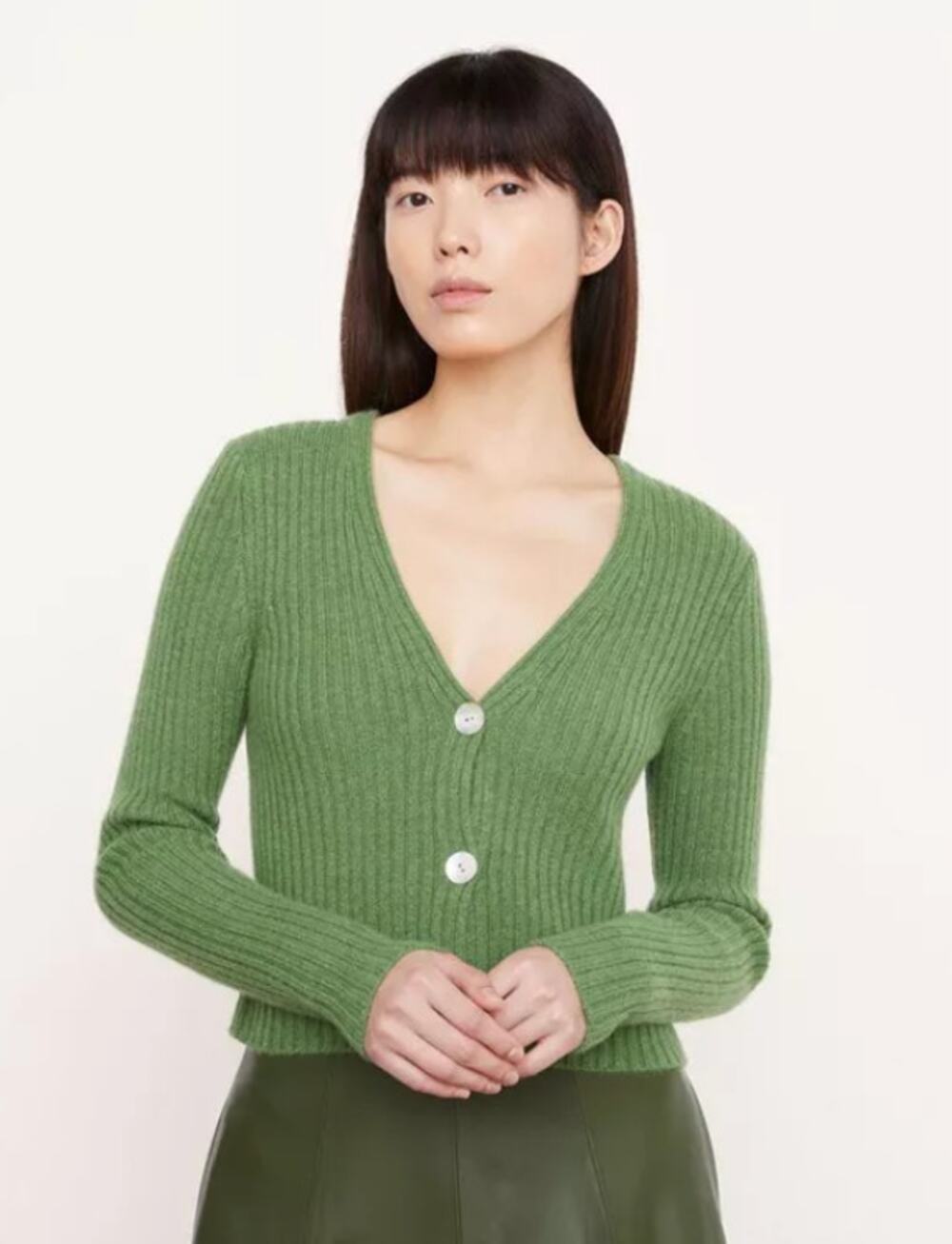 Vince Cashmere Ribbed Button-front Cardigan size S small